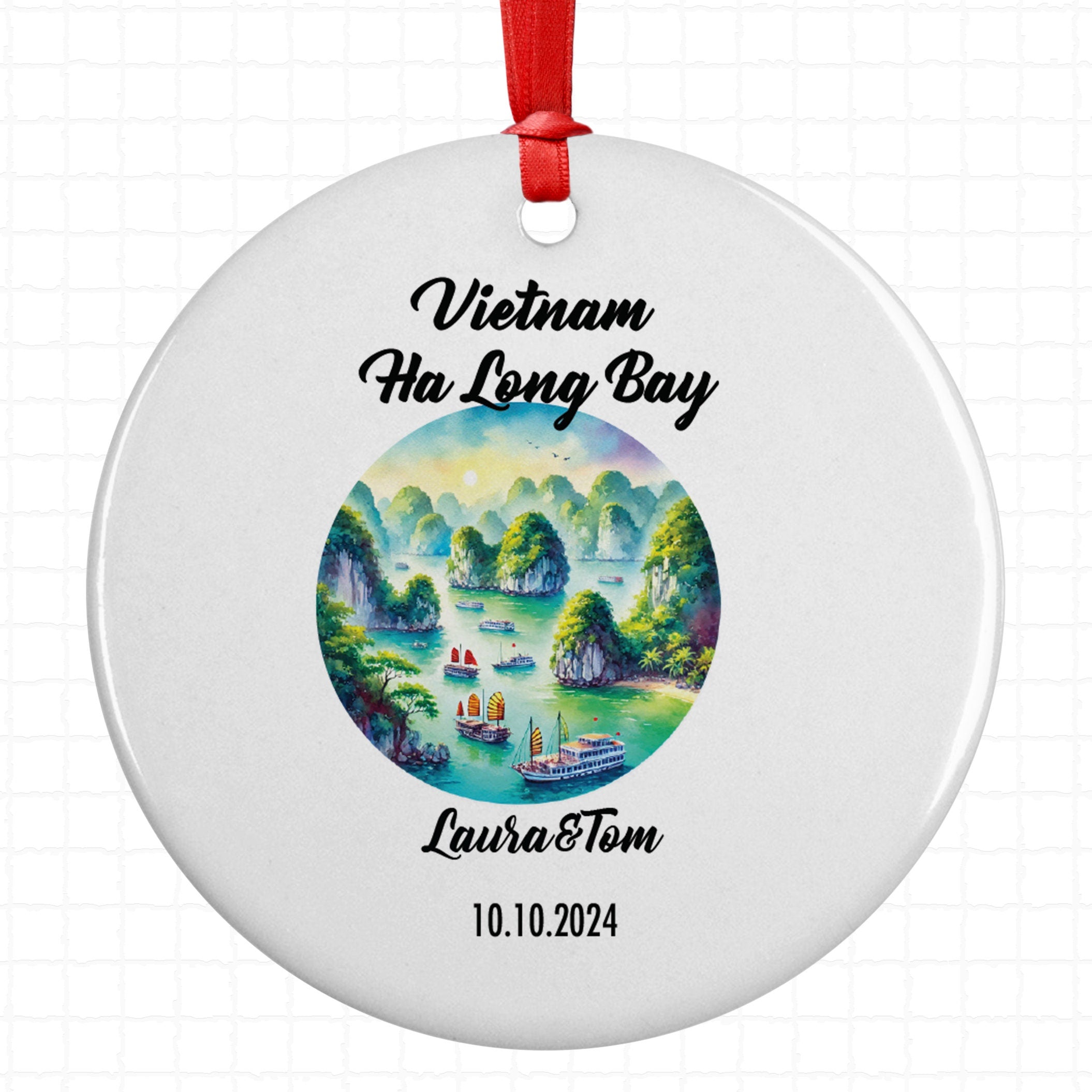 Vietnam, Ha Long Bay, Ornament, Engagement, Married, Travel, Gift for Engaged Couple, Engagement Gift, Trip, Vacation Souvenir