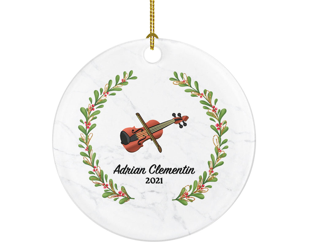 Violin Christmas Ornament Personalized - Musical Instrument Playing Violin Gift for Violinist - Custom Name Year