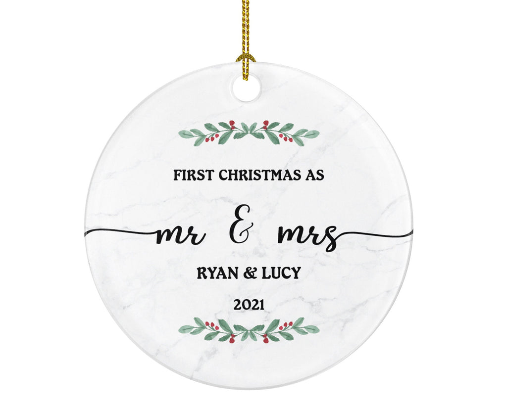 First Christmas as Mr & Mrs Married Couple Christmas Ornament Personalized - Newlywed Wedding Couple First Custom Gift
