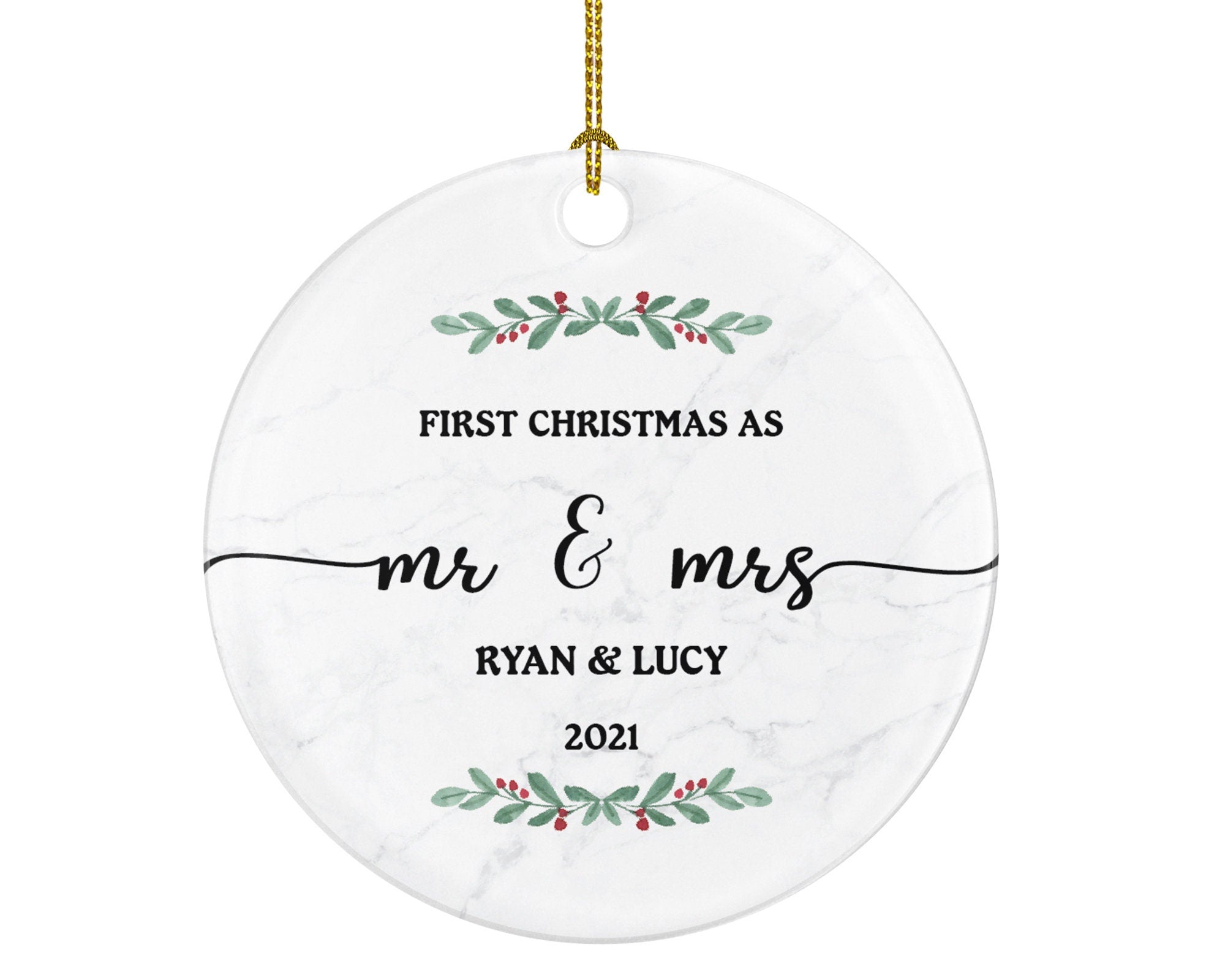 First Christmas as Mr & Mrs Married Couple Christmas Ornament Personalized - Newlywed Wedding Couple First Custom Gift