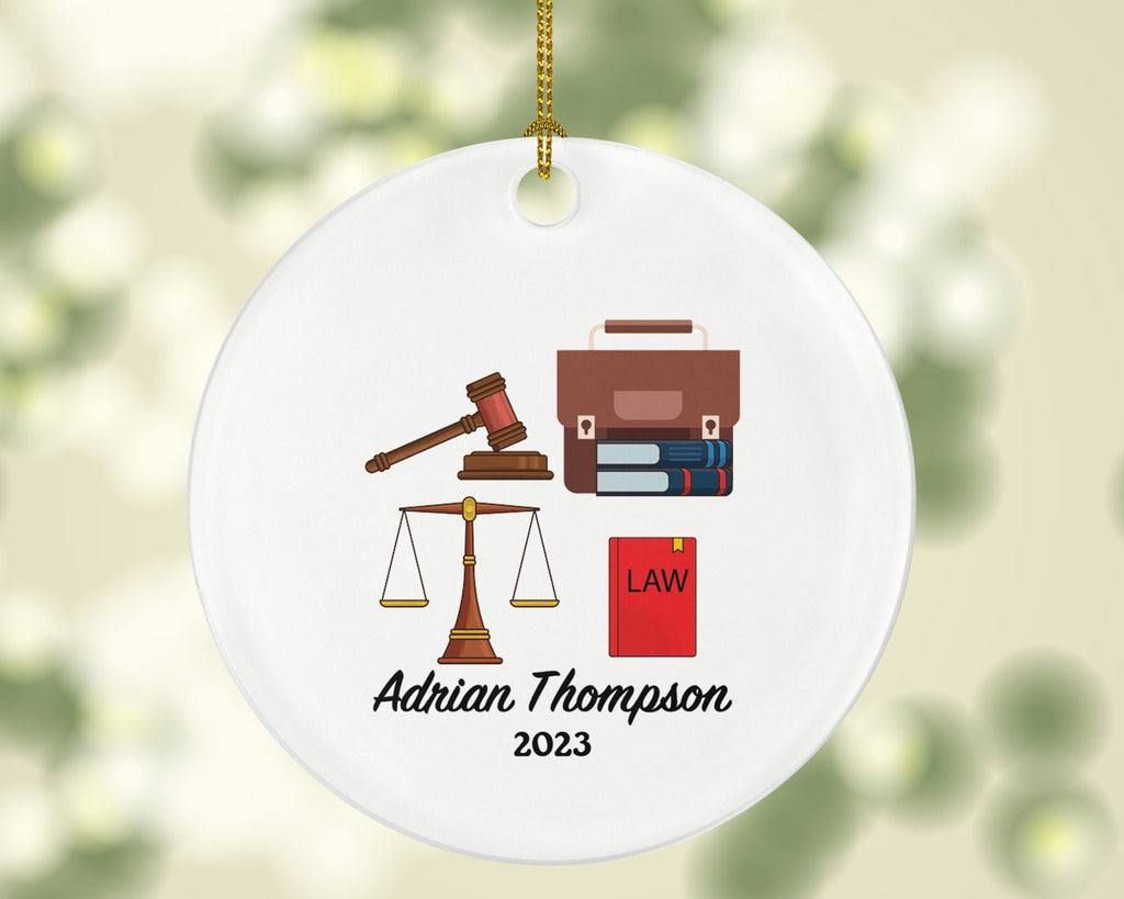 Law Judge Christmas Ornament Personalized - Custom Gift for Attorney at Lawyer Justice Equal Crime