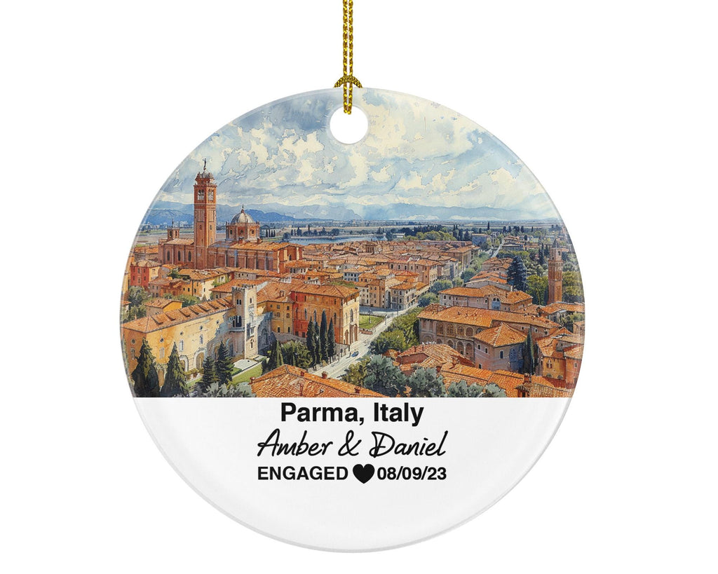 Custom Parma Italy Ornament, Parmigiano Cheese, Parma Ham, Personalized Couple Gift, Celebrate Wedding, Engagement, Honeymoon