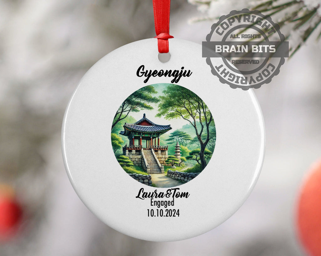Gyeongju, South Korea, Ornament, Engagement, Married, Travel, Gift for Engaged Couple, Engagement Gift, Trip, Vacation Souvenir