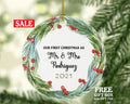 Our First Christmas as Mr & Mrs Married Couple Christmas Ornament Personalized - Newlywed Christmas Couple First Gift