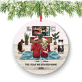 Personalized Couple Ornament: Custom Pet Names, Cozy Holiday Scene