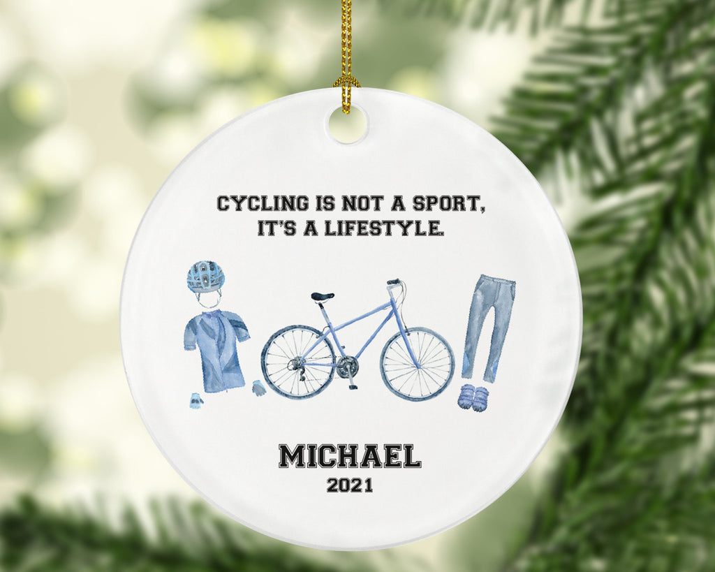Riding Bicycle Personalized Christmas Ornament - Cyclist Riding Bike Girl Boy Female Male Cycling Gift