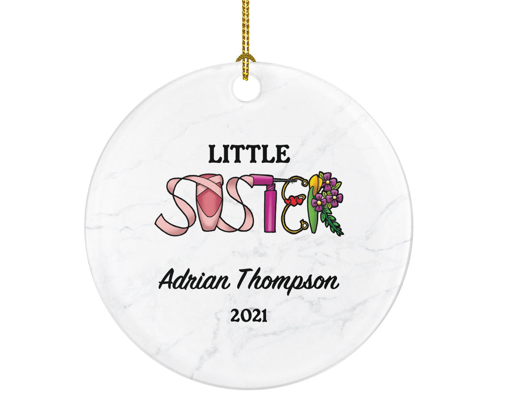 Little Sister Personalized Christmas Ornament, Best Sister Ever Gift from Sibling