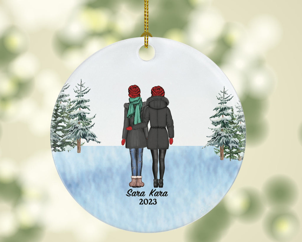 Lesbian Couple Christmas Ornament / Personalized Gay Portrait Love is Love Same Sex Pride