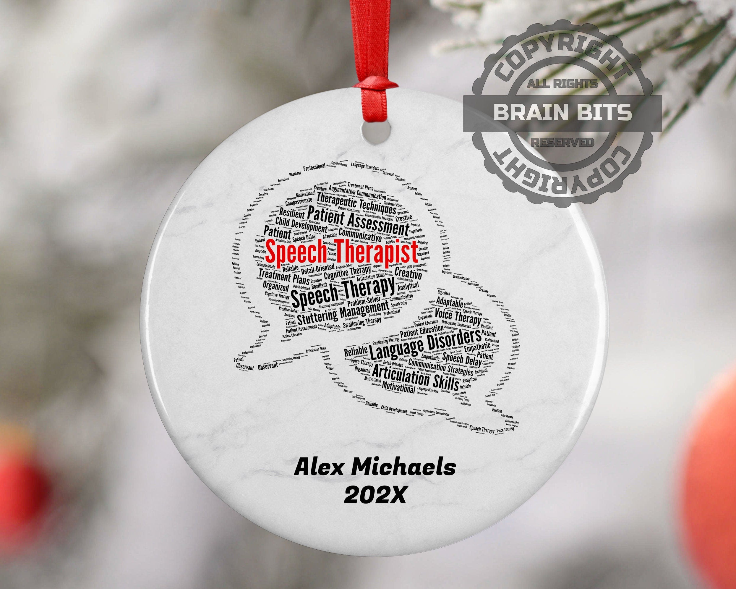 Speech Therapist Personalized Christmas Ornament