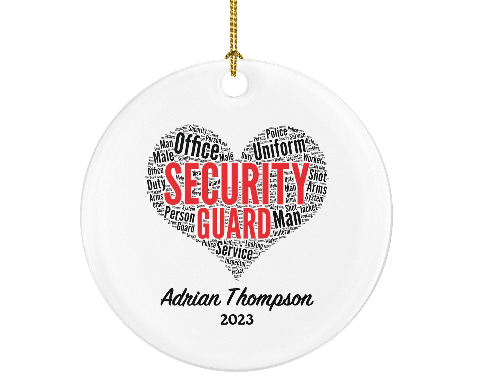 Security Guard Christmas Ornament Personalized - Gift for an Office Protection Worker Custom Name Boss Personal Employee