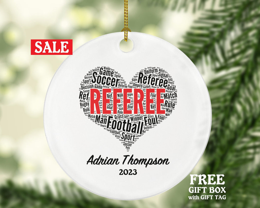 Referee Christmas Ornament Personalized -  Referee Any Sports Team Match Gift