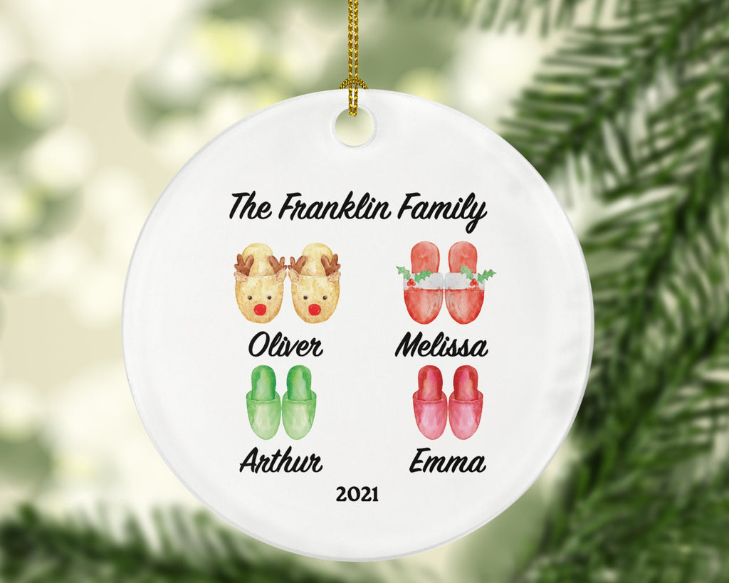 Personalized Family of 2 3 4 Slippers Ornament - Custom Christmas Gift