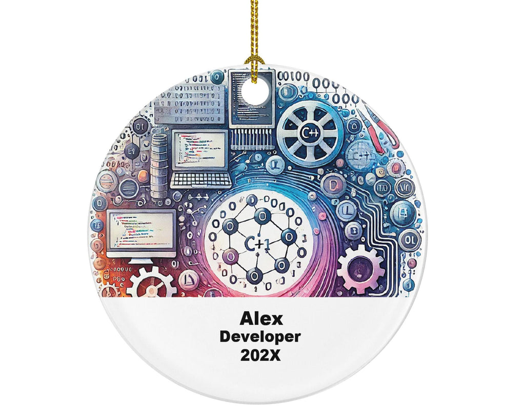 Personalized Developer Ornament – Custom Programmer Gift – Coding Career Ornament with Name and Year