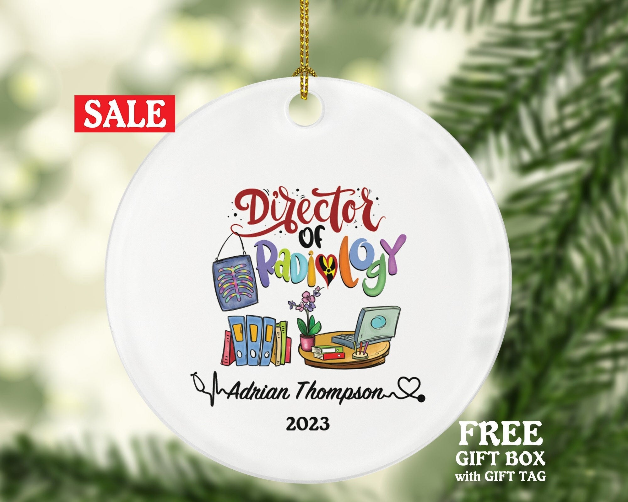 Director of Radiology Christmas Ornament Personalized - X-Ray Radiologic Scan Health Worker Gift