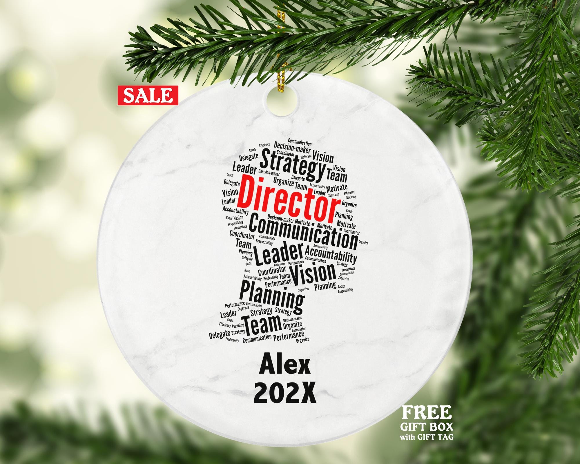 Personalized Director Christmas Ornament – Custom Leadership Gift – Business Executive Ornament – Team Leader Holiday Keepsake