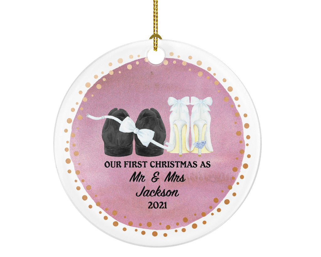First Christmas As Mr & Mrs Bride Groom Shoes Ornament Personalized - Wedding First Married Wedding Gift for Newlywed Bride Groom Shoes