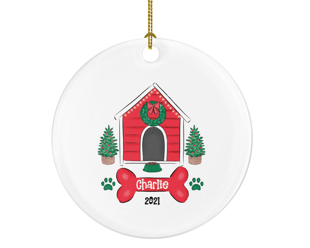 Dog House Christmas Ornament Personalized, Pets Dog Cat Lover Owner Gift, Custom Name, Fur Mom Dad Holiday, Rescue