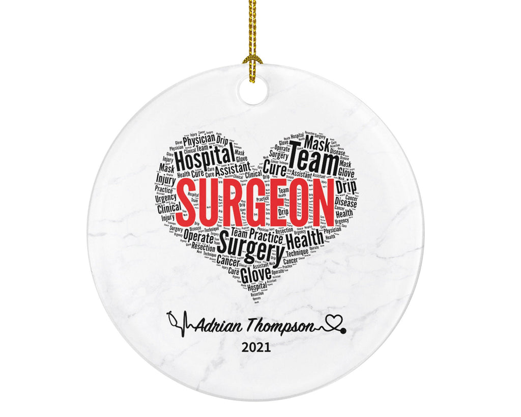 Surgeon Doctor Christmas Ornament Personalized - Surgery Medical Dr Gift for MD - Custom Name Year