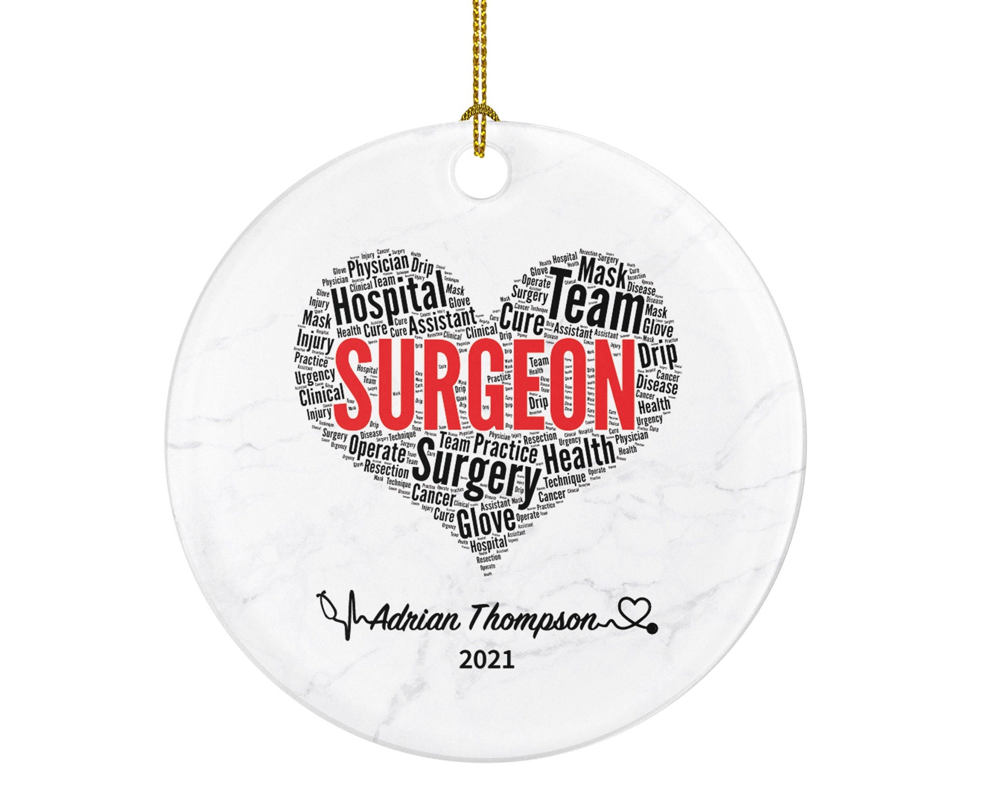 Surgeon Doctor Christmas Ornament Personalized - Surgery Medical Dr Gift for MD - Custom Name Year