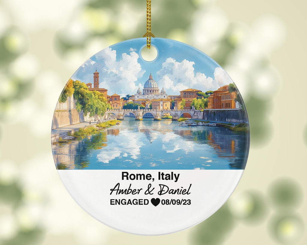 Custom Italy Rome Ornament, Pantheon, Vatican City, Personalized Couple Gift, Celebrate Wedding, Engagement, Honeymoon