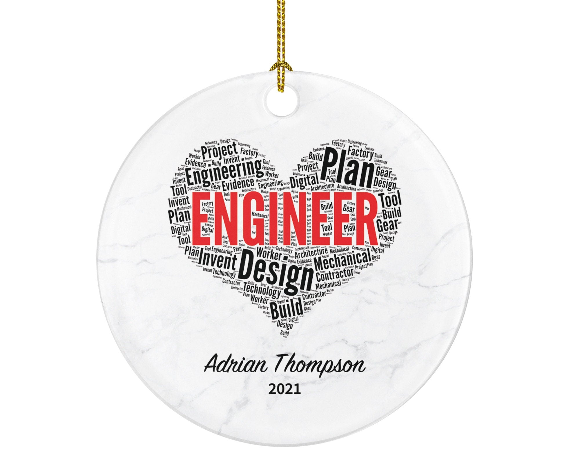 Engineer Christmas Ornament Personalized, Engineer Custom Name Year Gift