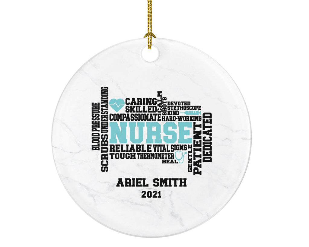 Nurse  Wordart Christmas Ornament Personalized - Nursing Registered Nurse Health Worker Gift from Patient for Nurse RN Custom Medical