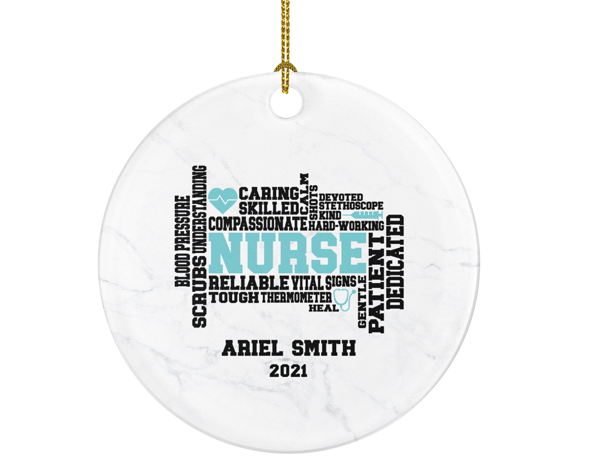Nurse  Wordart Christmas Ornament Personalized - Nursing Registered Nurse Health Worker Gift from Patient for Nurse RN Custom Medical