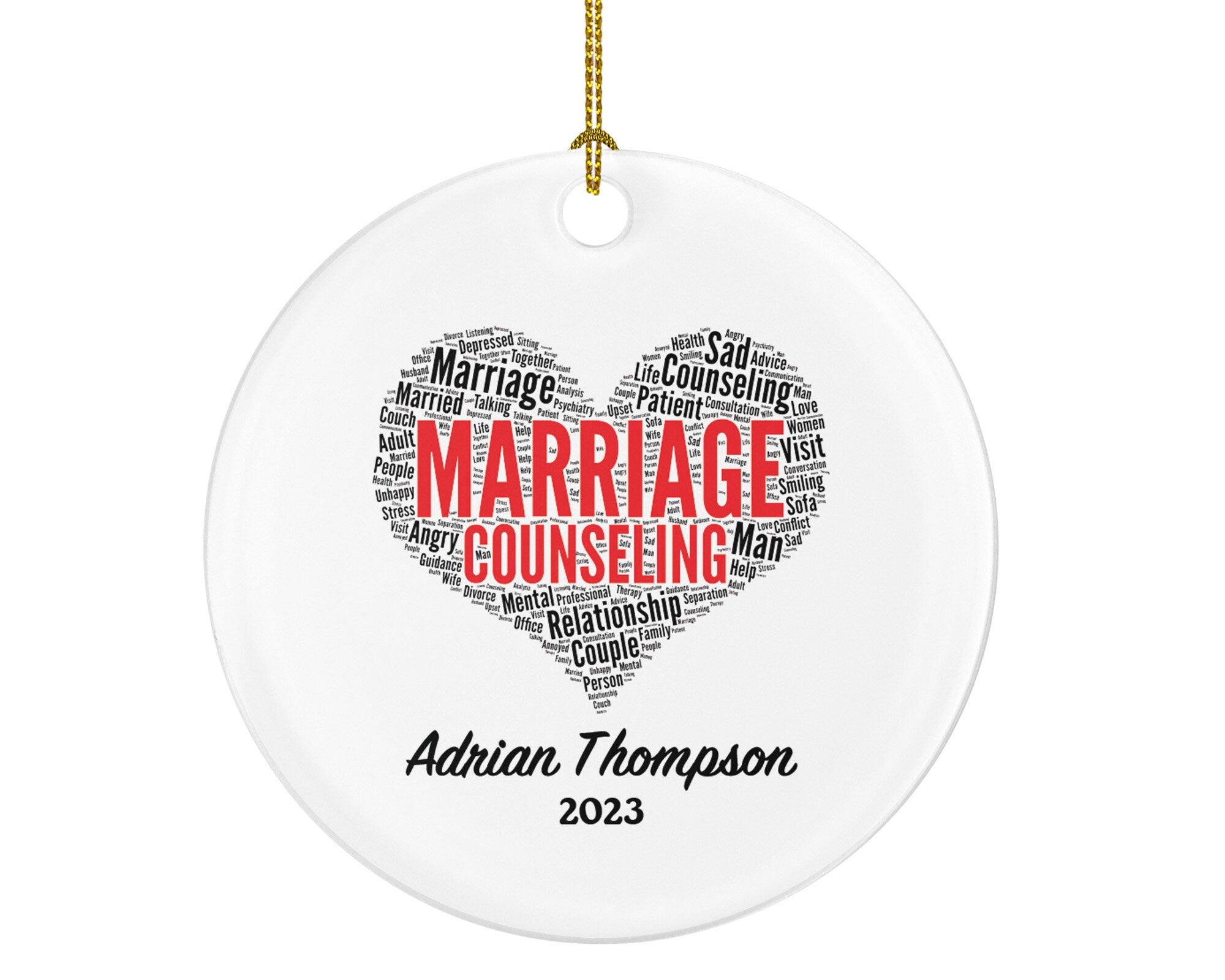 Personalized Marriage Counseling Christmas Ornament - Family Couple Relationship Therapist Mental Health Science Gift