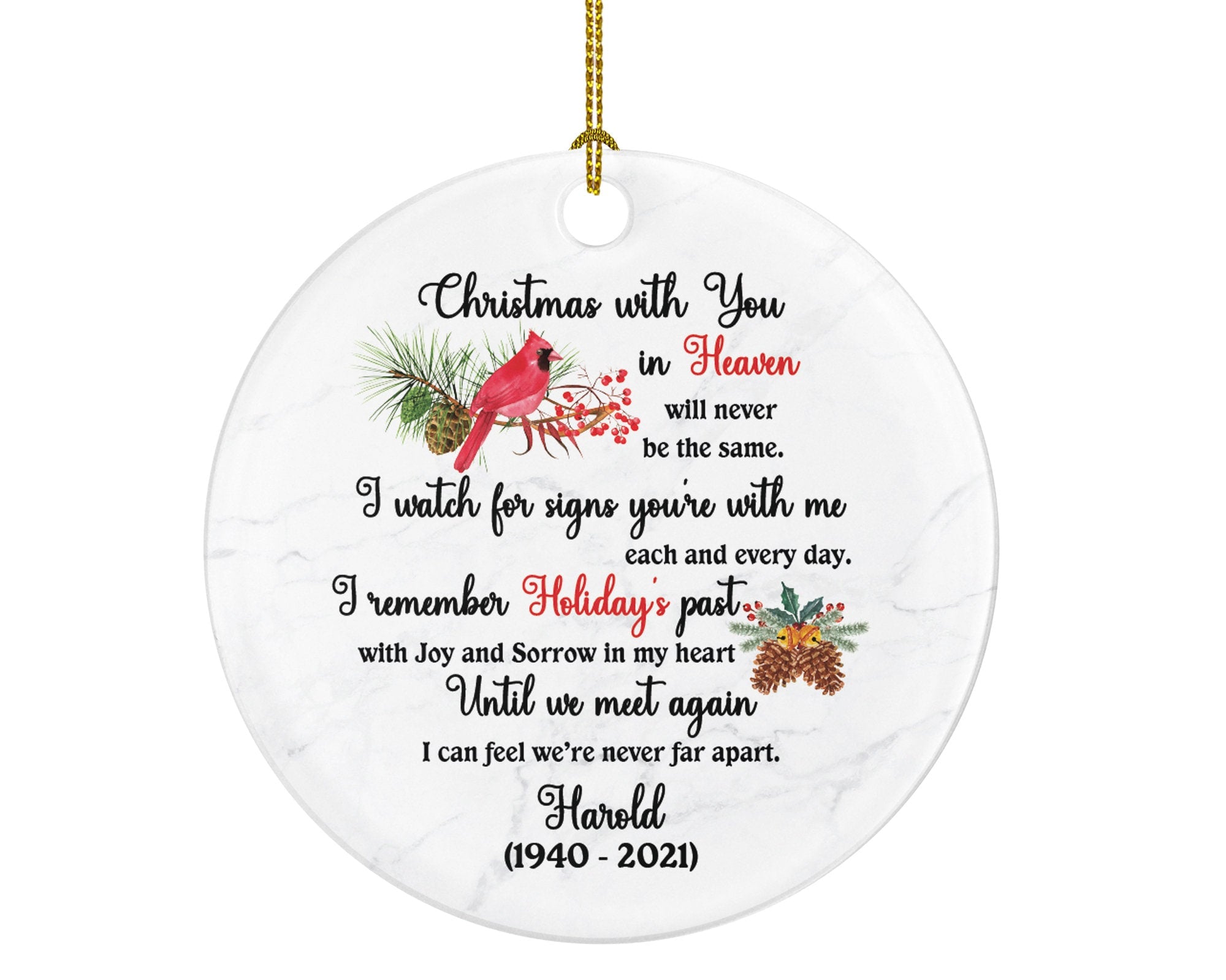 Christmas with You In Heaven, Memorial Ornament, Floating Christmas In Memory of, Remembrance Gift Personalized Custom