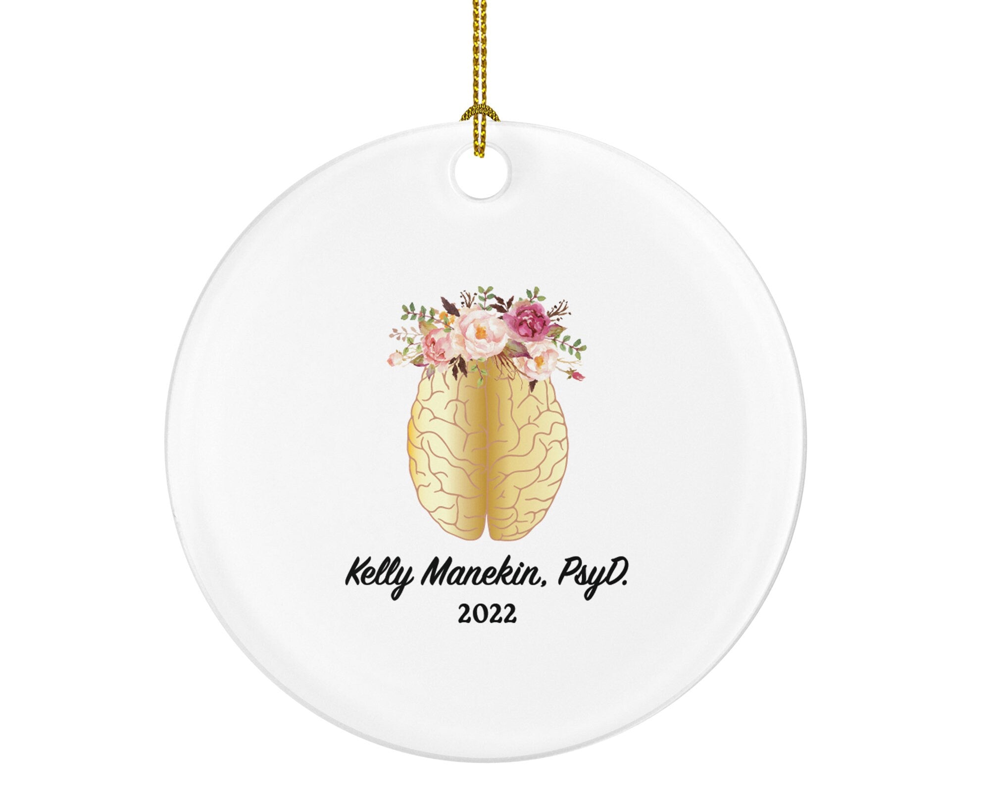 Personalized Psychiatrist / Psychologist Christmas Ornament, Brain Ornament, Anatomy Ornament, Science Christmas Ornament
