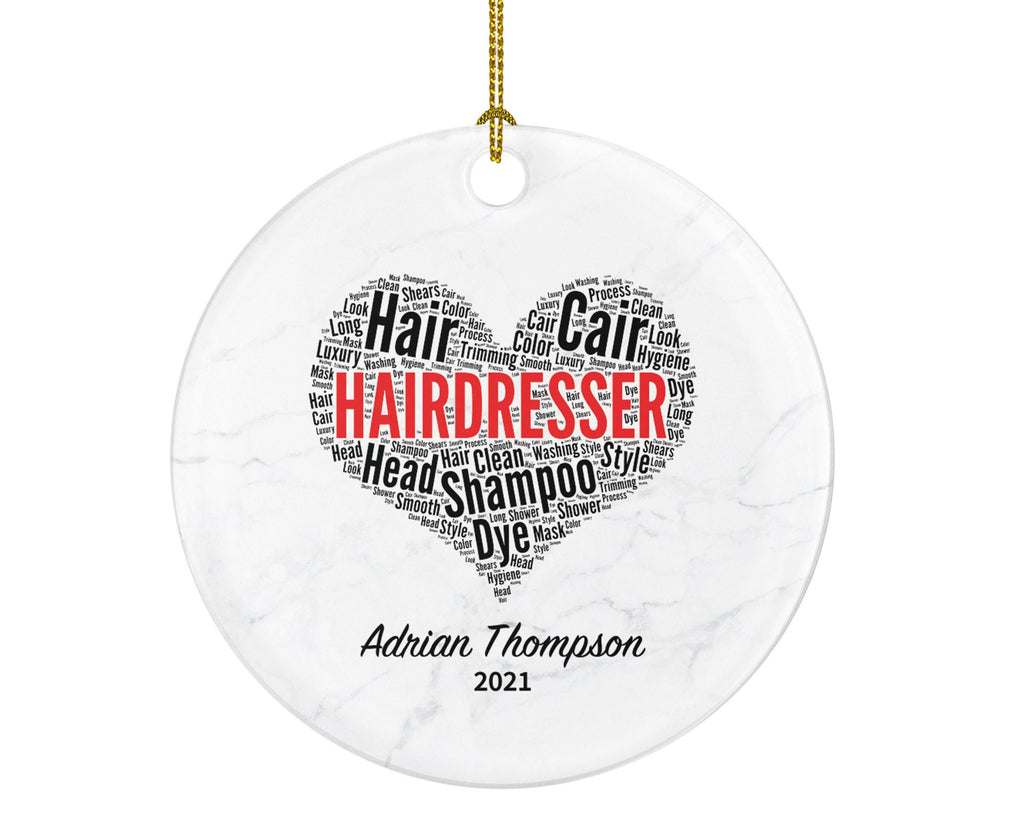Hairdresser Christmas Ornament Personalized - Hair Stylist Dresser Gift Getting a Hair Cut - Custom Name Year