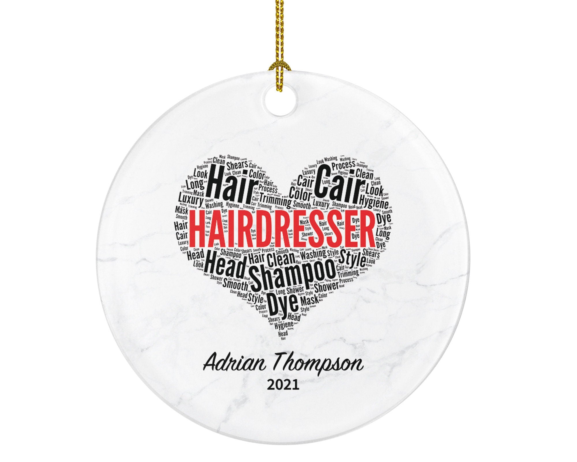 Hairdresser Christmas Ornament Personalized - Hair Stylist Dresser Gift Getting a Hair Cut - Custom Name Year