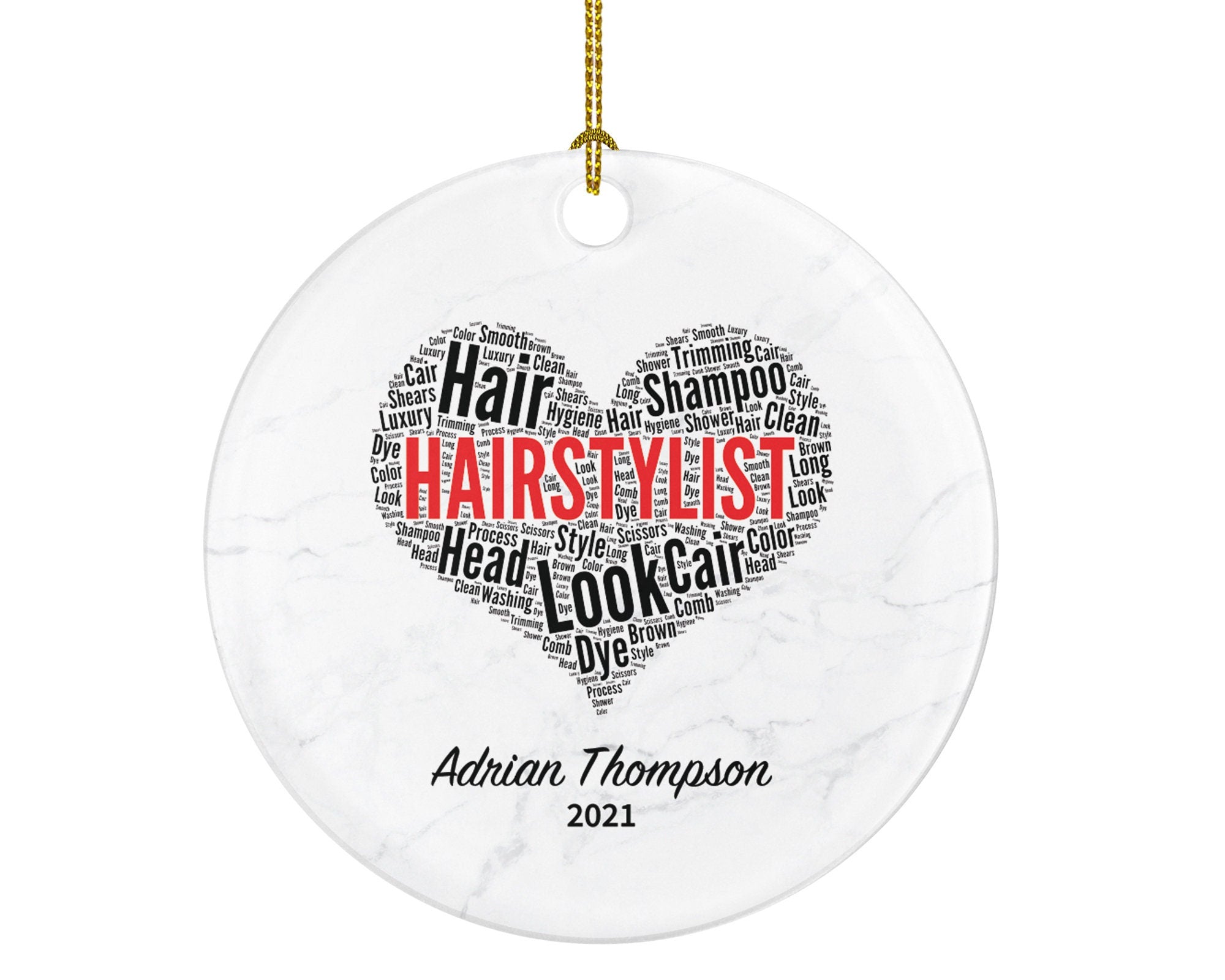 Hair Stylist Christmas Ornament Personalized - Hair Dresser Gift Getting a Hair Cut - Custom Name Year