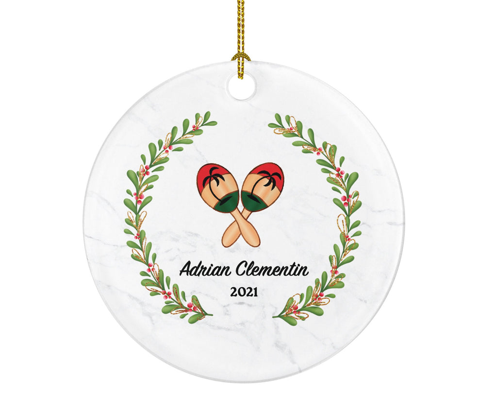 Maracas Christmas Ornament Personalized - Musical Instrument Playing Maracas Gift for Maracas Player - Custom Name Year