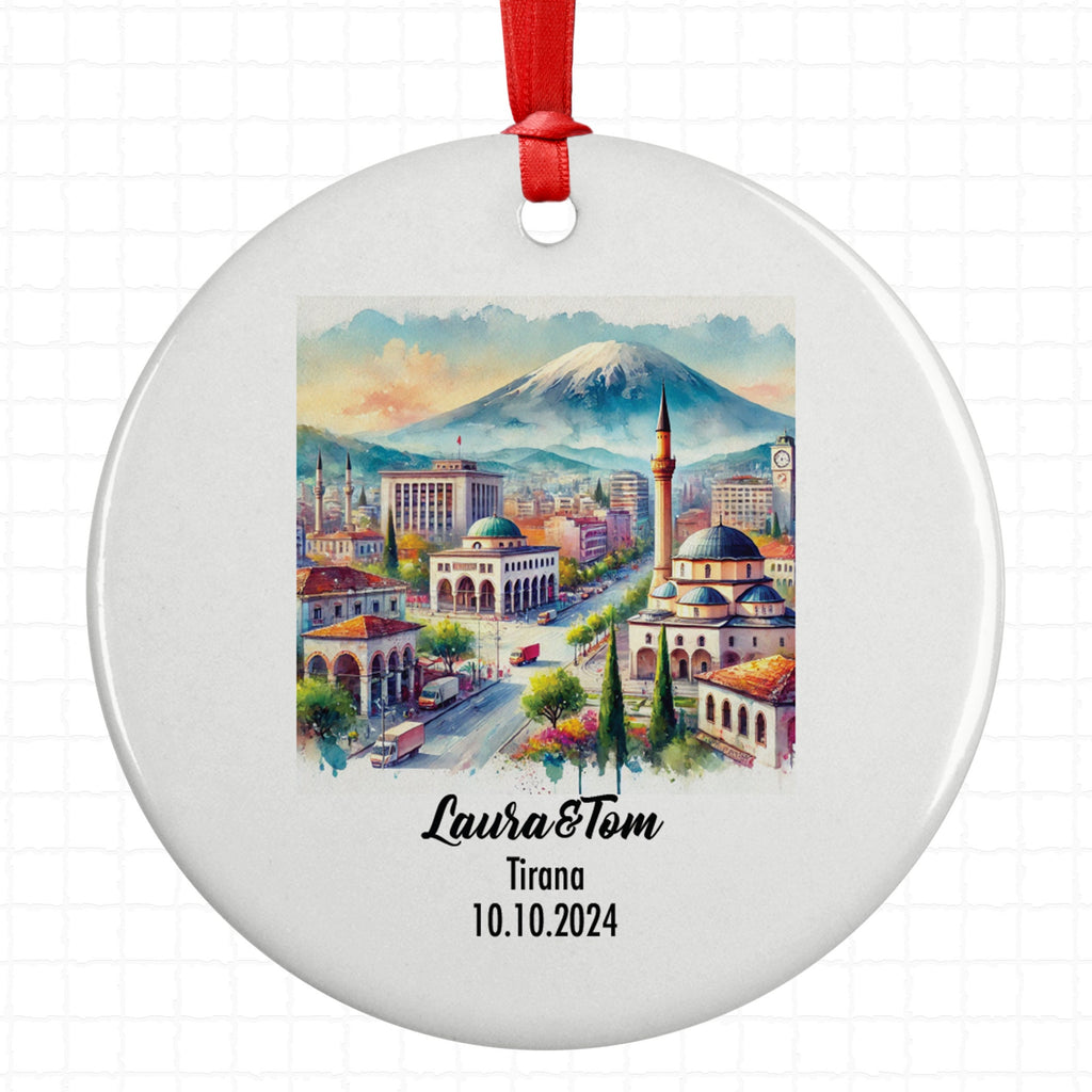 Tirana, Albania, Ornament, Engagement, Married, Travel, Gift for Engaged Couple, Engagement Gift, Trip, Vacation Souvenir