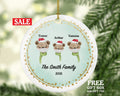 Personalized Family With Mask Ornament - Covid Christmas Ornament - 1,  2, 3, 4 Family Ornament