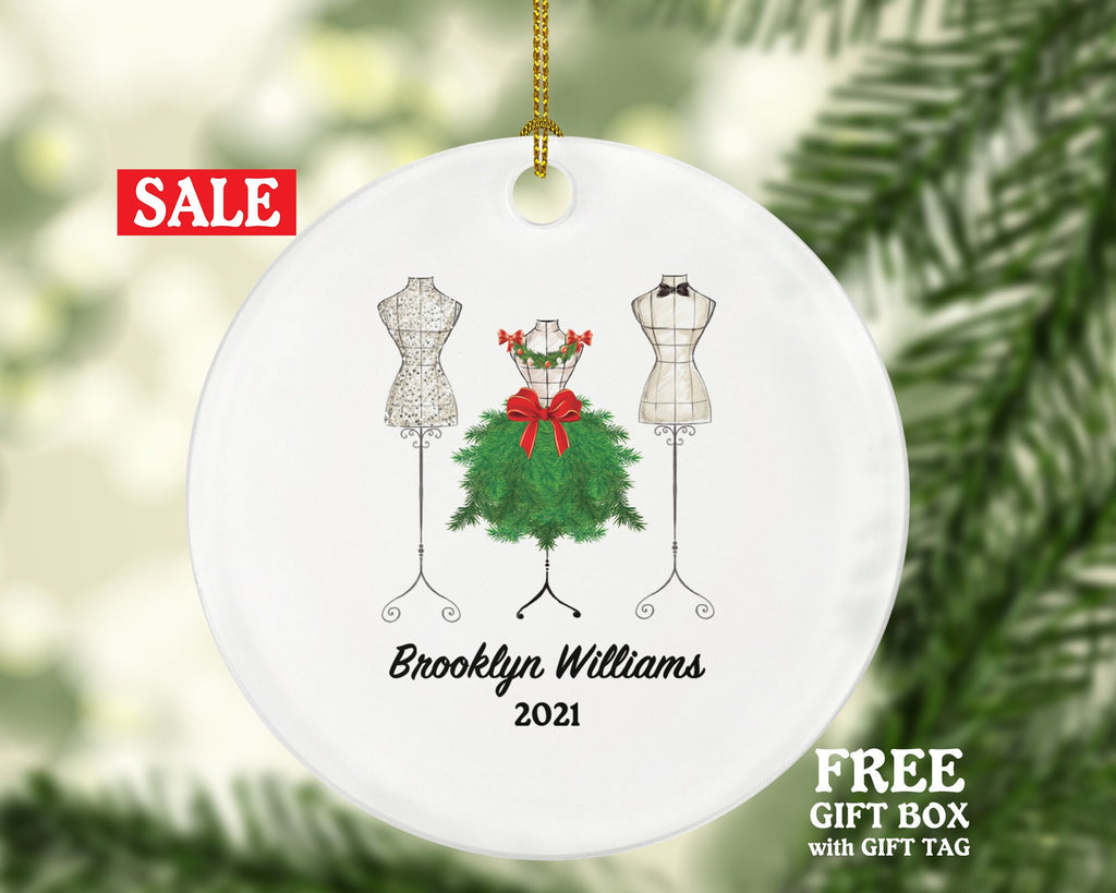 Fashion Designer Christmas Ornament Personalized, Fashion Design Gift, Textiles, Sewing, Apparel, Styling Custom Name and Year