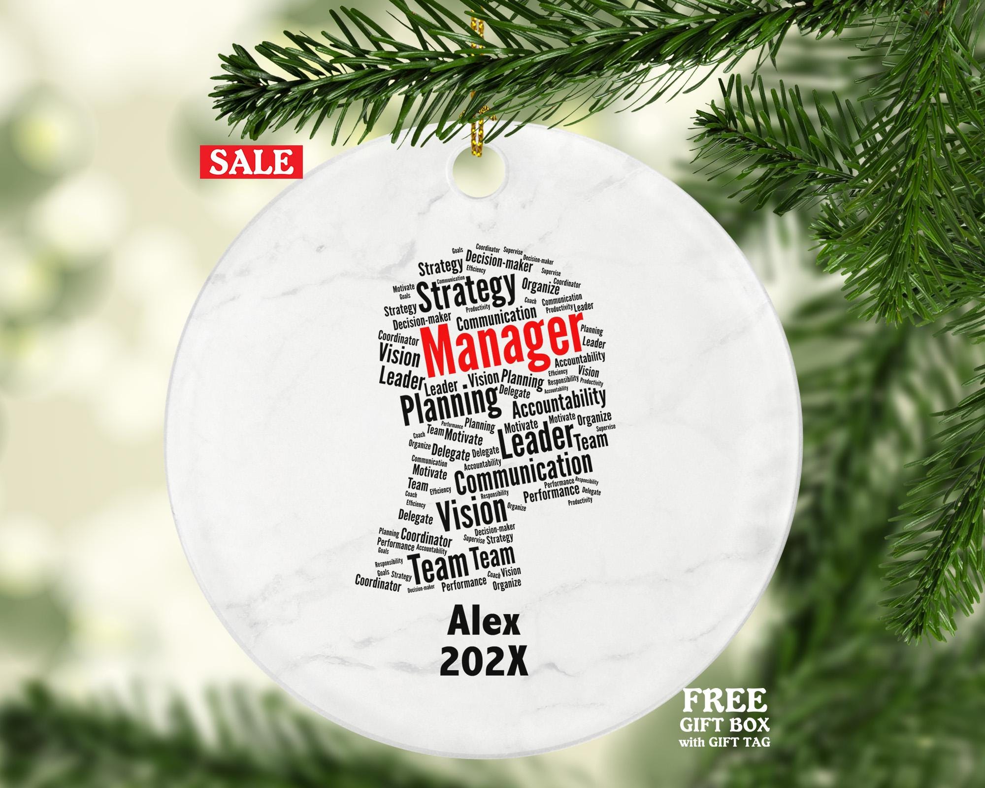 Personalized Manager Christmas Ornament – Custom Leadership Gift – Business Office Ornament – Team Leader Holiday Keepsake