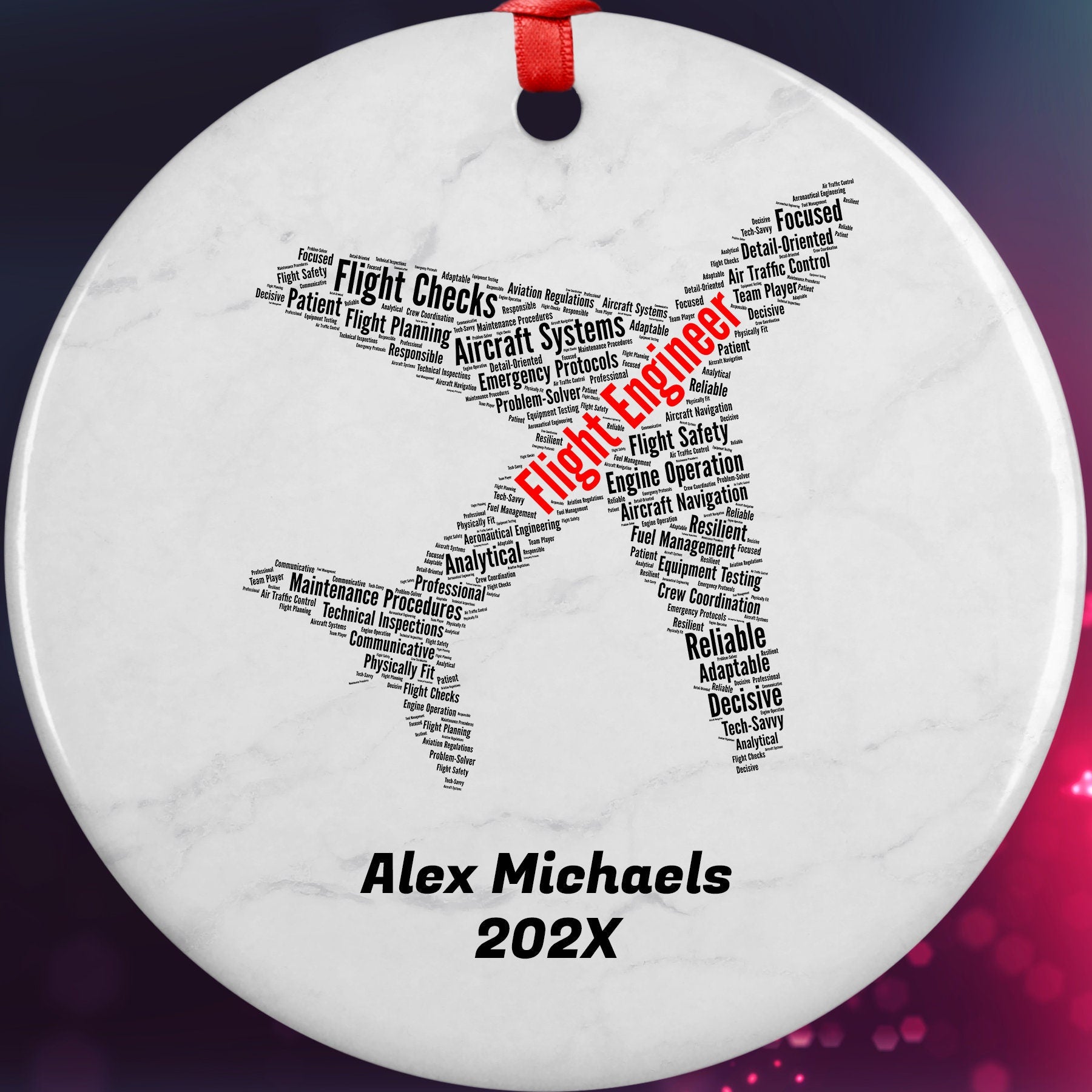Flight Engineer Personalized Christmas Ornament
