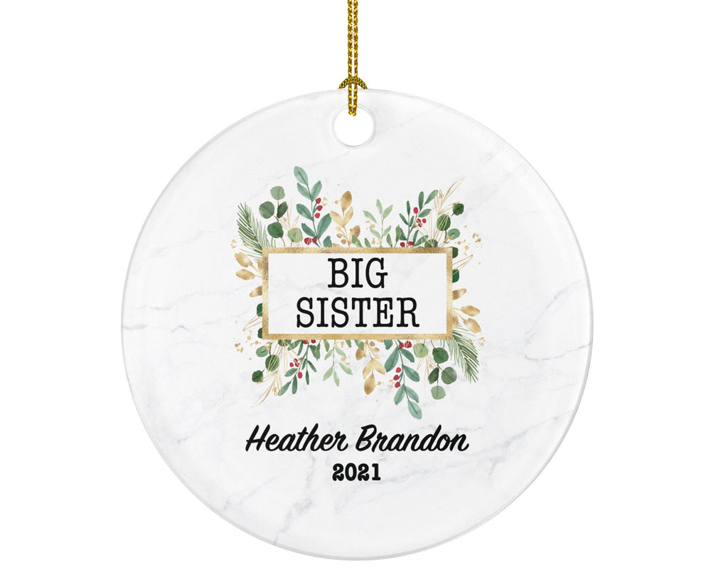 Big Sister Personalized Christmas Ornament, Best Big Sister Ever Custom Gift