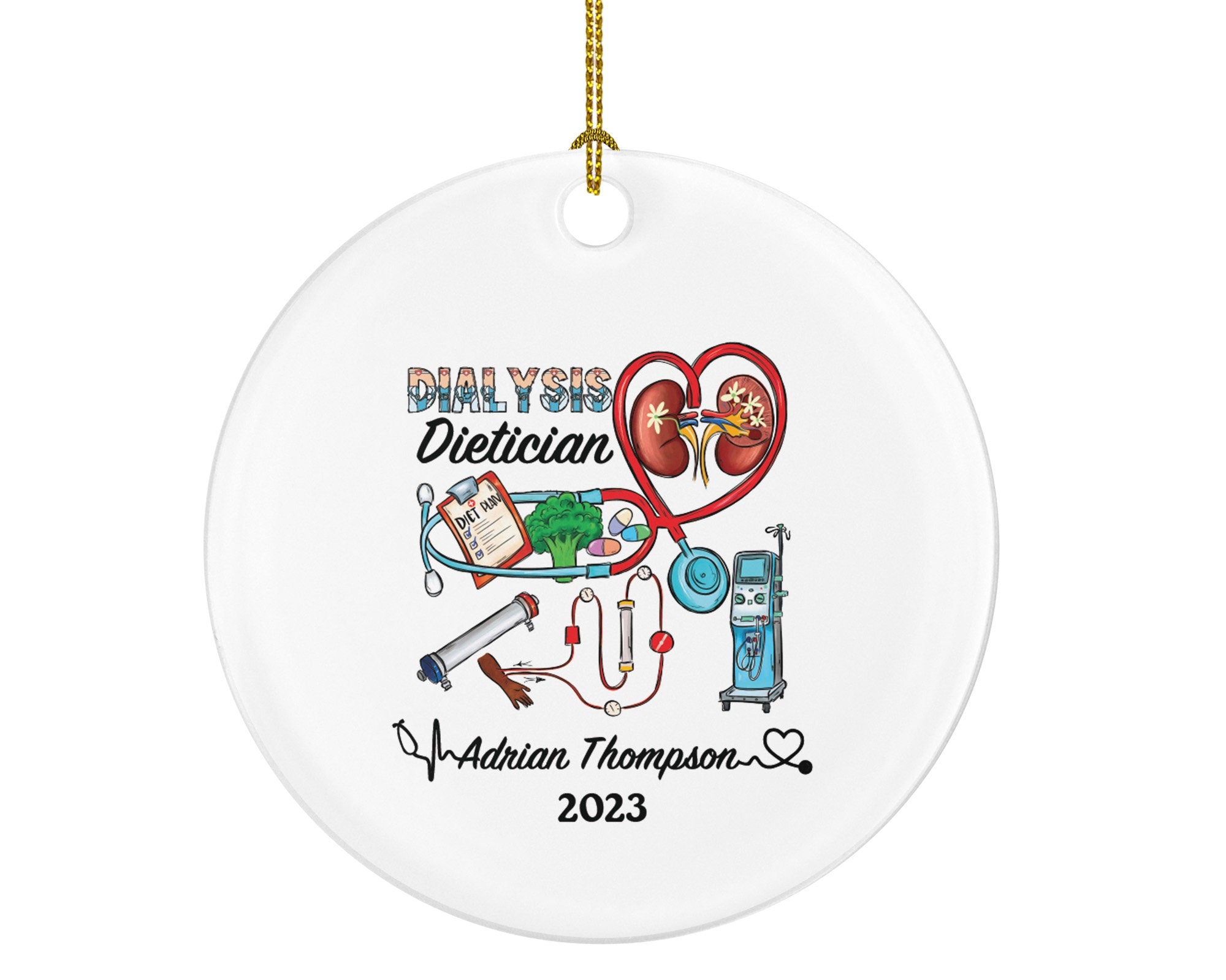 Dialysis Dietitian Christmas Ornament Personalized Gift -  Urinary System Patient Nutritionist Custom Name Year