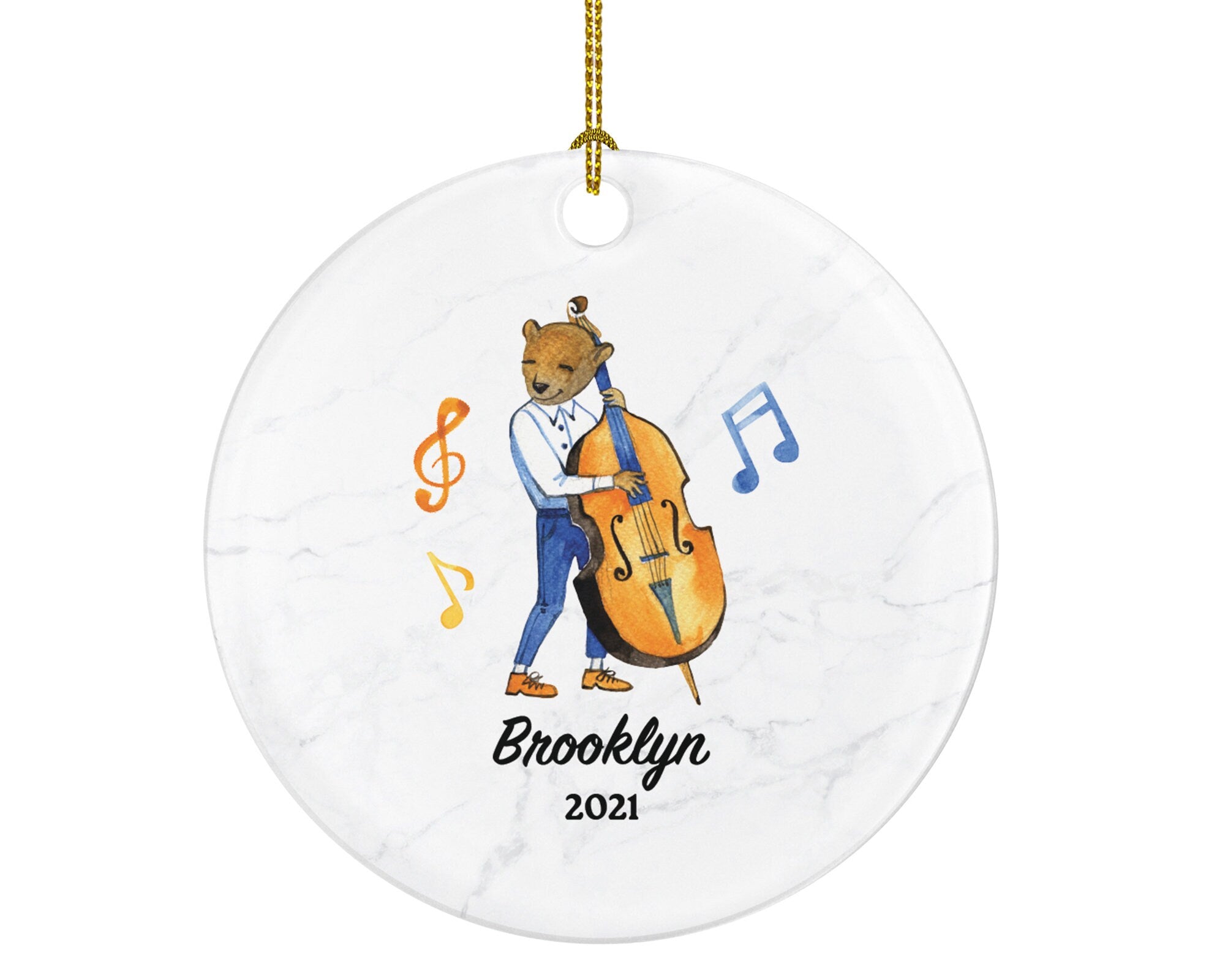 Contrabass Christmas Ornament Personalized - Contrabassist Contrabass Player Playing Musical Instrument Gift