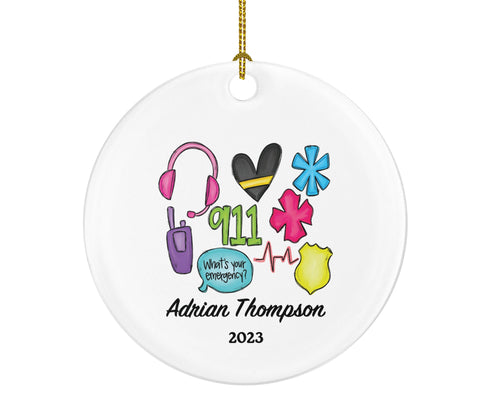 911 Dispatcher/Operator Christmas Ornament Personalized - Custom Name Year Holiday Gift for Female or Male
