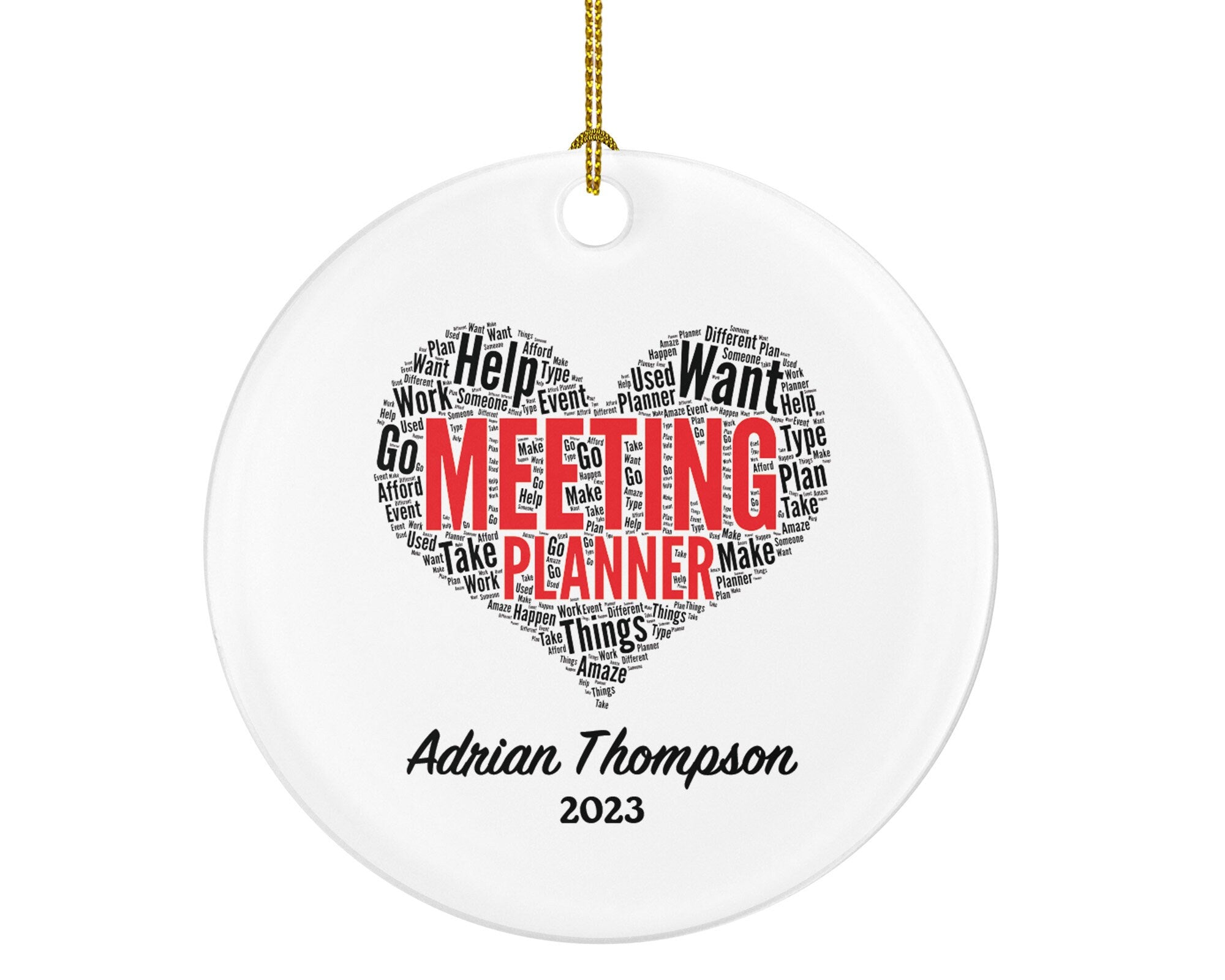 Personalized Meeting Planner Christmas Ornament - Word Art Gift