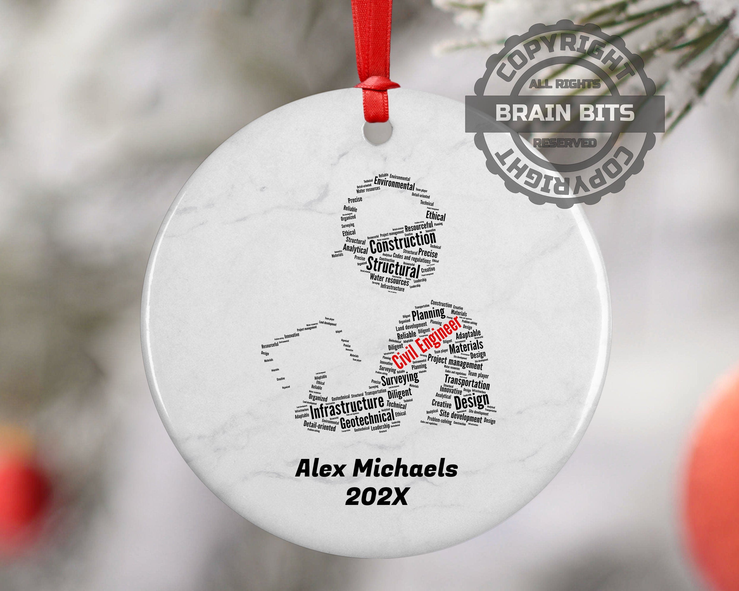 Civil Engineer Personalized Christmas Ornament