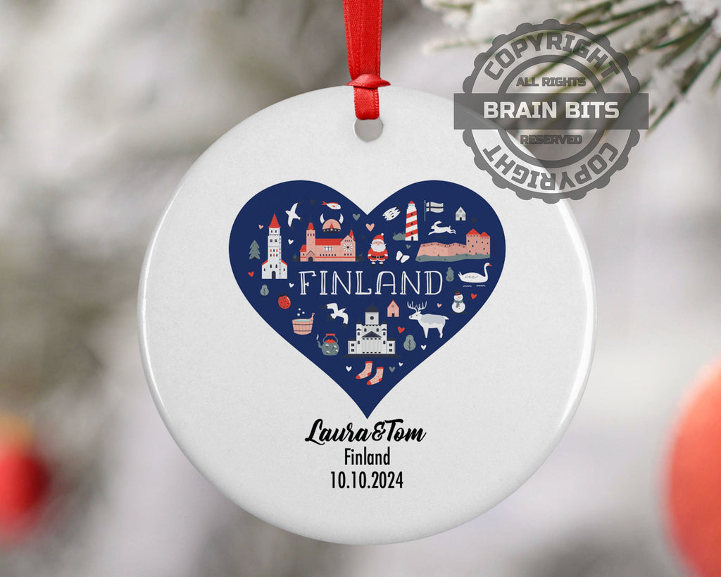 Finland, Ornament, Engagement, Married, Travel, Gift for Engaged Couple, Engagement Gift, Trip, Vacation Souvenir