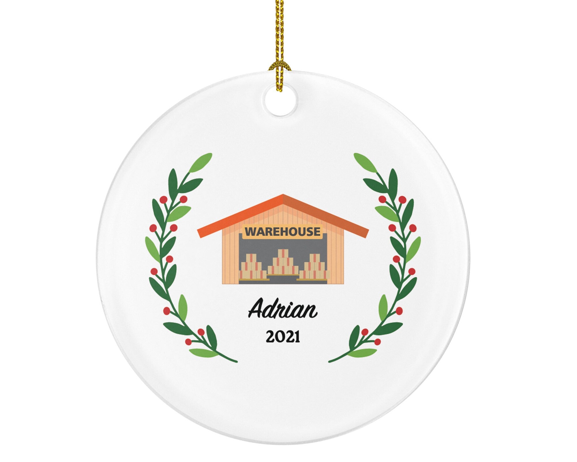 Warehouse Worker Owner Christmas Ornament Personalized - Depot Job Gift for an Scan Barcode Employee Employer Custom