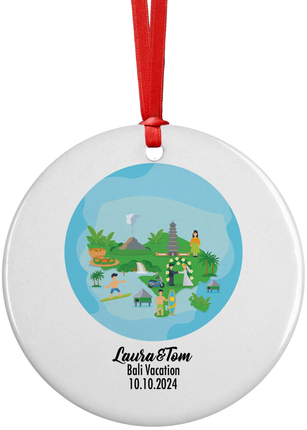 Bali, Indonesia, Ornament, Engagement, Married, Travel, Gift for Engaged Couple, Engagement Gift, Trip, Vacation Souvenir