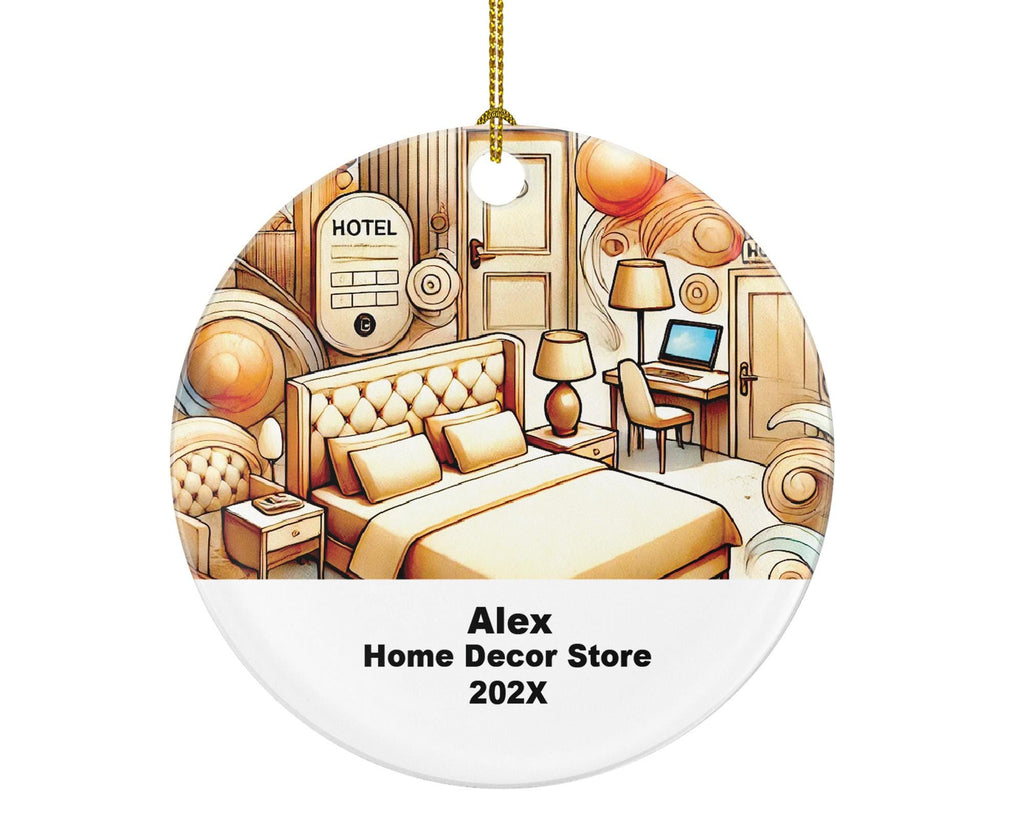 Personalized Hotel Ornament – Custom Hospitality Gift – Travel and Hotel Business Ornament with Name and Year