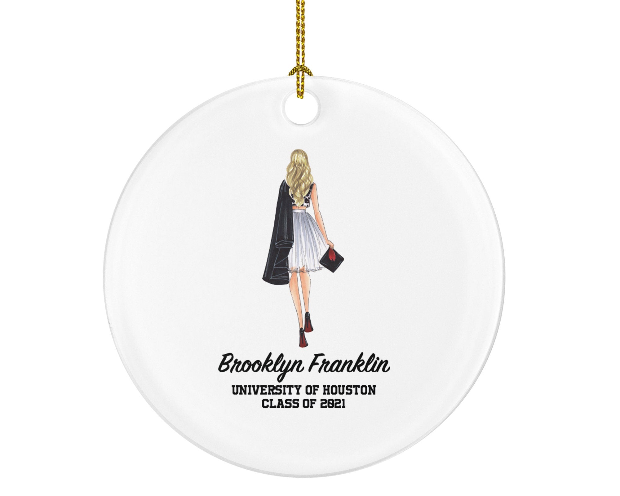 Graduation Christmas Ornament Personalized - Class of Gift Graduate Masters Bachelor Doctorate College High School Degree Gift for Female